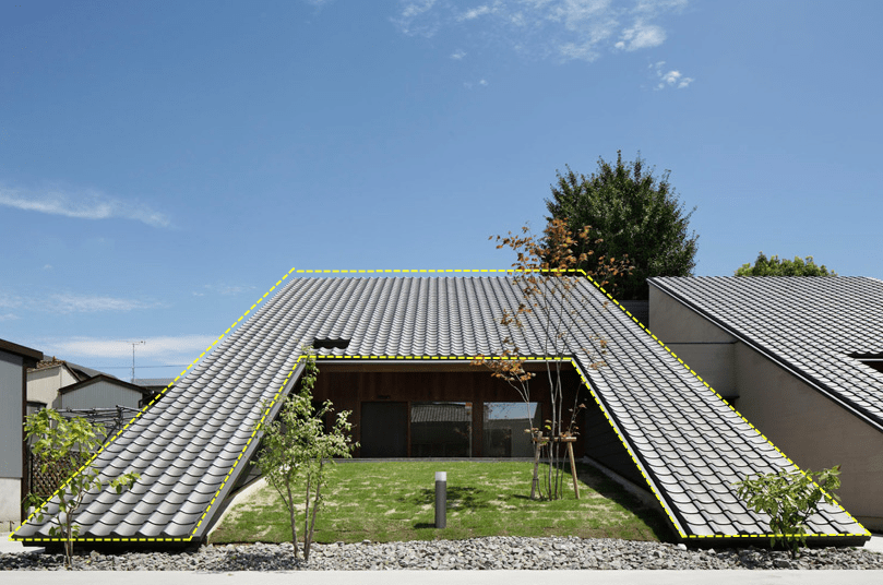 Self-built herringbone metal roofing design